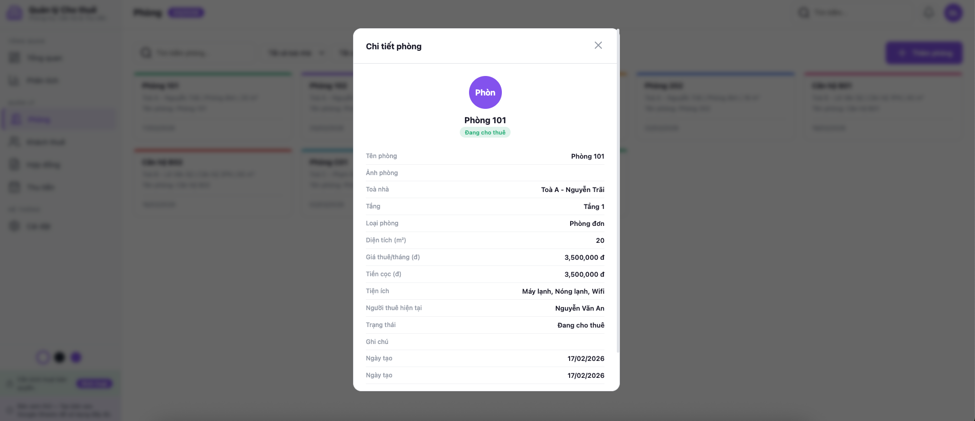 Danh sách phòng trọ